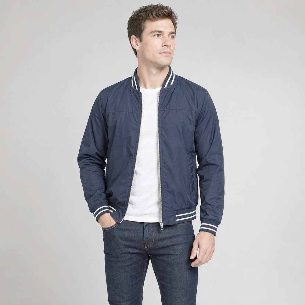 TACVASEN‎ Men's Bomber Jacket Navy Blue Windbreaker Lightweight Varsity S 21x25